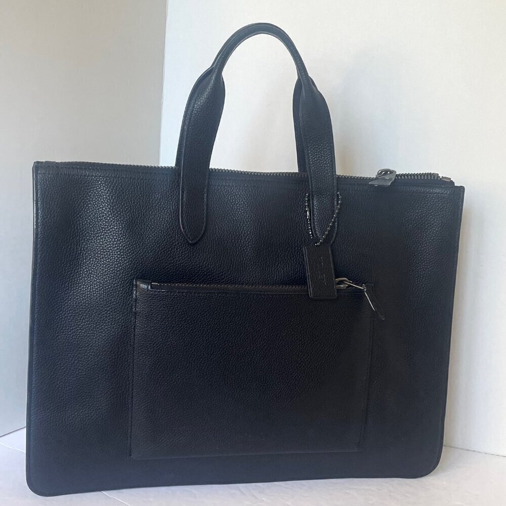 Coach Metropolitan Soft Briefcase Black Leather Laptop Bag Crossbody Slim Pocket - Picture 6 of 16